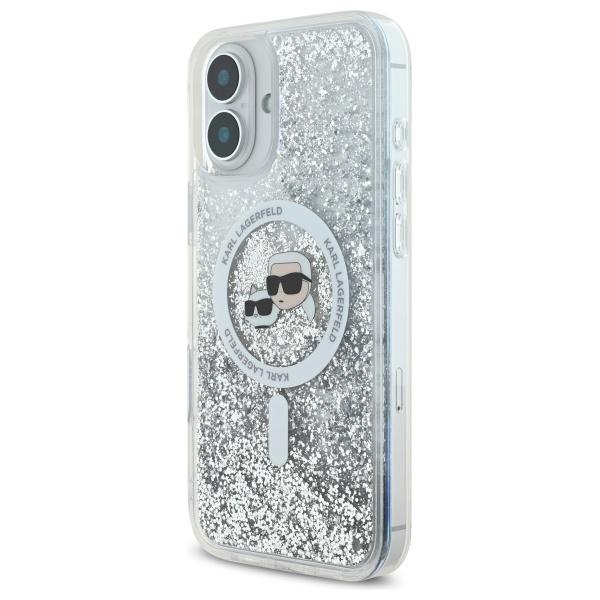 Karl Lagerfeld Klhmp16Slgkcsgh Iphone16 6.1 Hardcase Transparent Liquid Glitter Karl&Choupette Head Magsafe