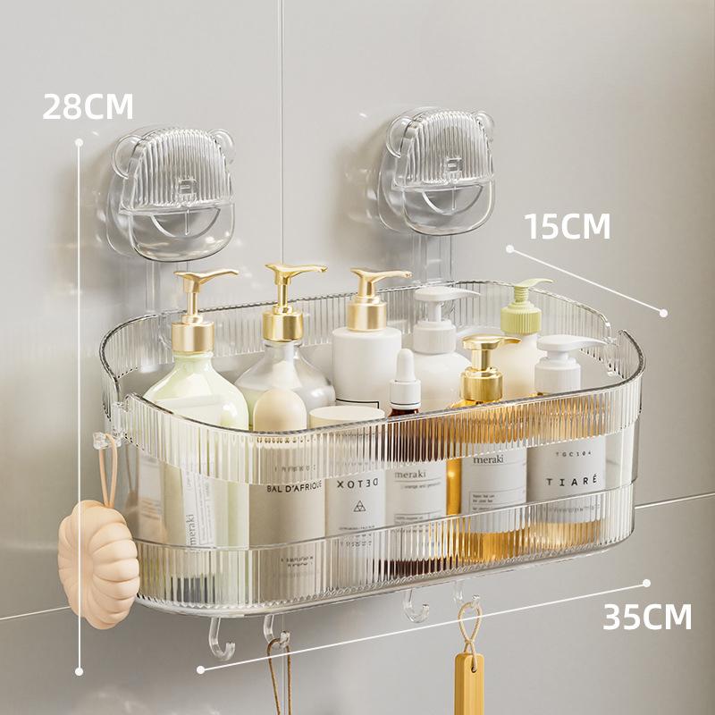 Suction Cup Storage Rack Bathroom ScarlessNo Need To Drill Holes Cosmetics Washbasin Wall-mounted Storage Box