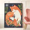DIY 5D Diamond Art Kit Cute Giant Orange Cat Hugging Little Girl Sparkling Rhinestone Canvas for Bedroom and Living Room Decor