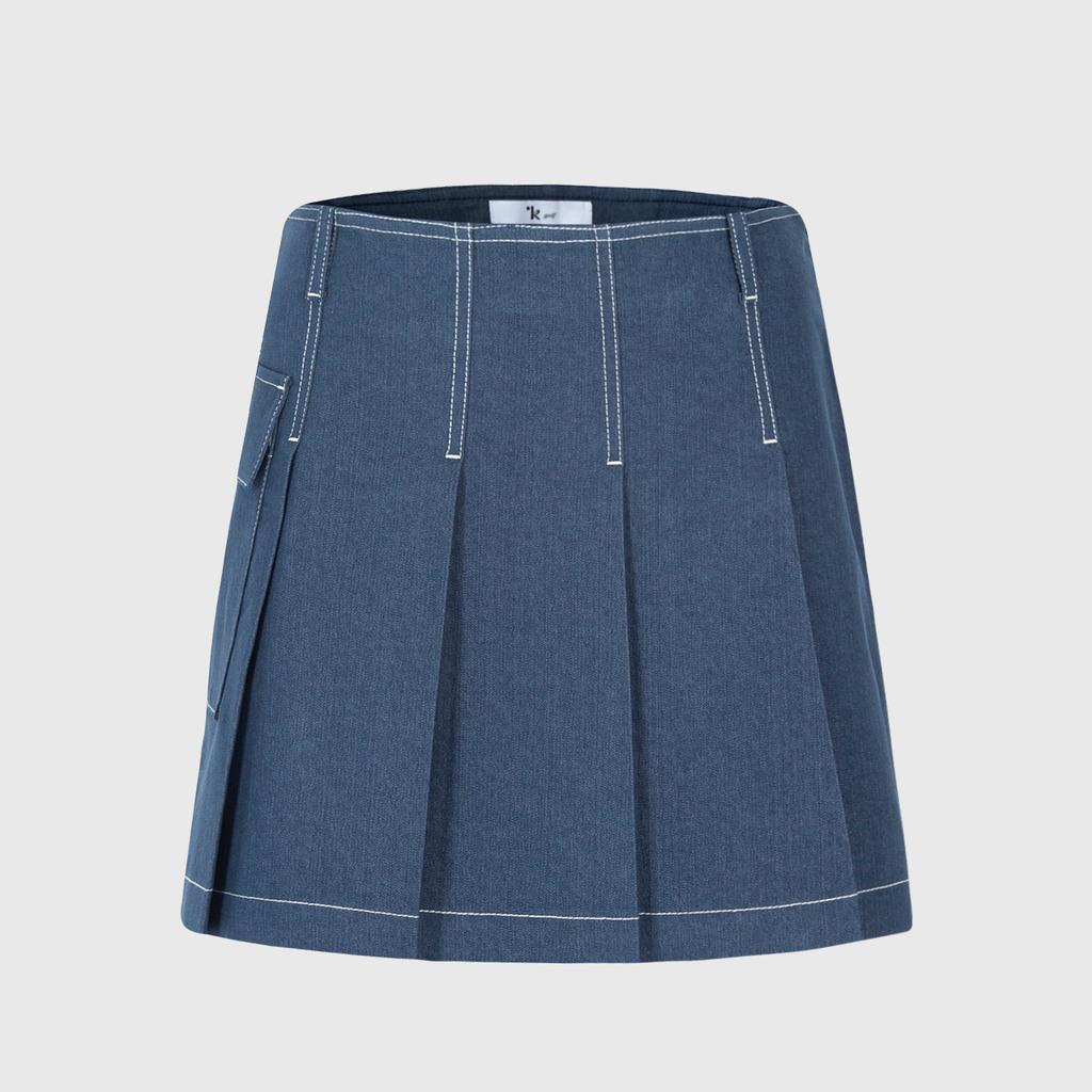 Rick Stitch Line Pocket Skirt (Blue)_L4A1-Sk09C