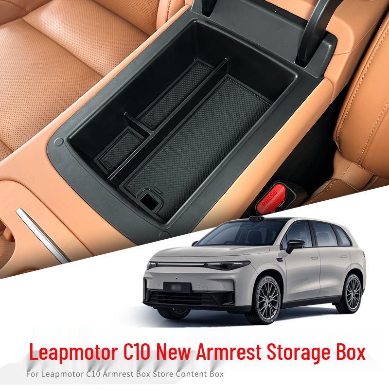 Leapmotor C10 Armrest Storage Box: Center Console Organizer for Car Interior Decoration and Modification.