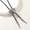 Vintage Western Cowboy Alloy Bullhead Bolo Tie Necklace Adjustable PU Cord Necklace For Men And Women
