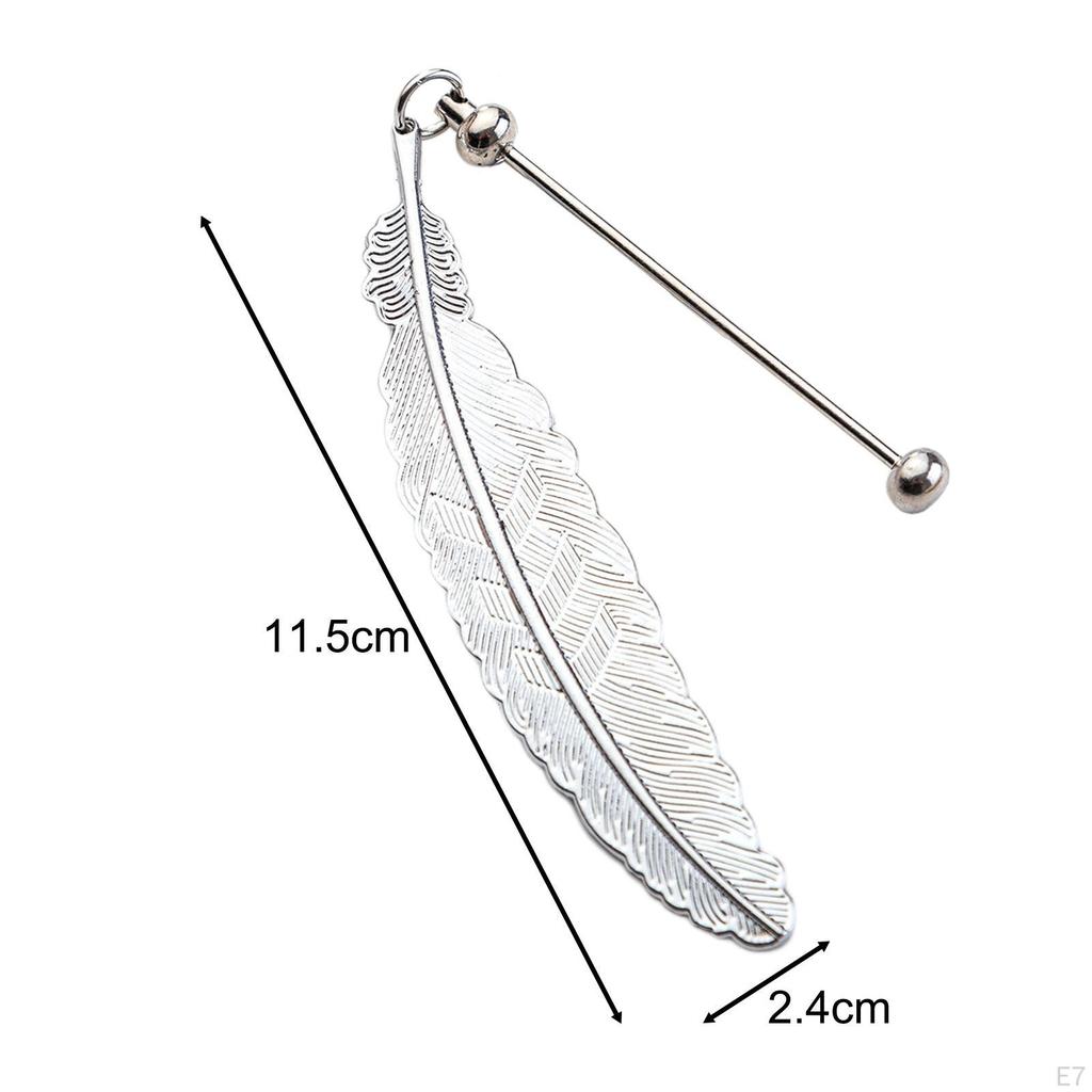 Metal Feather Bookmark, DIY Beadable Hook Book Marker for Kids, Adults