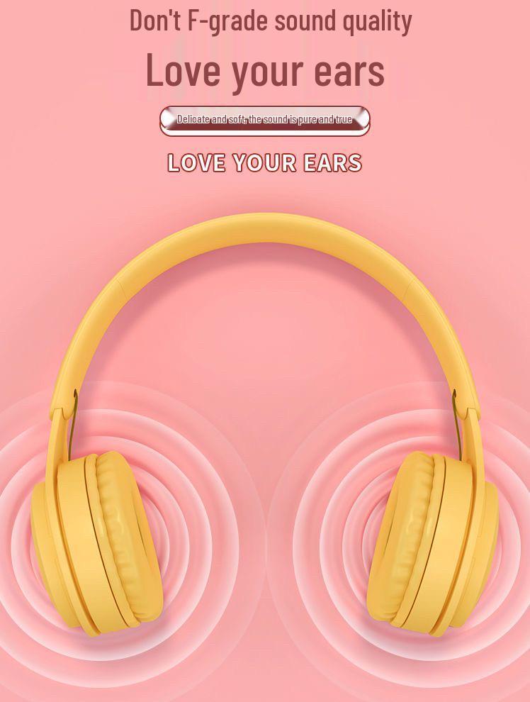 Macaron Wireless Bluetooth Over-Ear Headphones: Stereo, Long Battery, Universal, Perfect for Sports & Gaming.