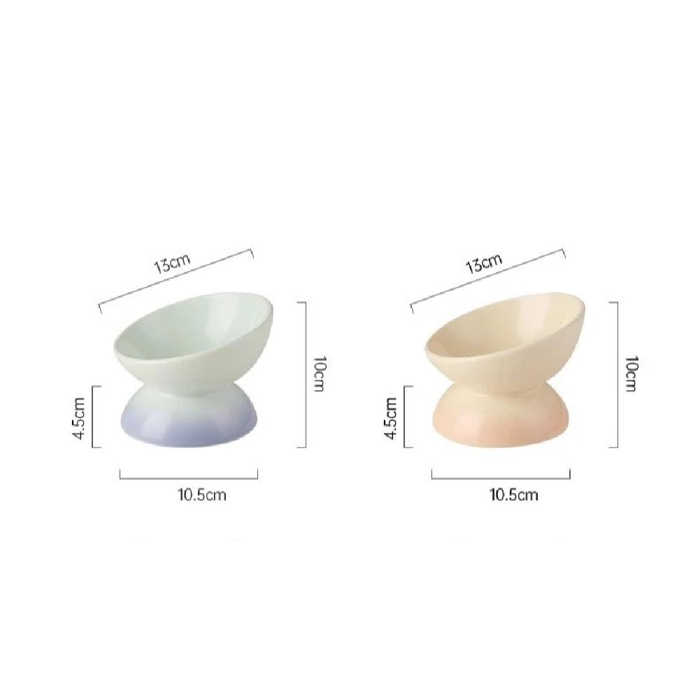 Rainbow Gradient Pet Bowl Ceramic Food Bowl Slanted Mouth Feeders for Cats