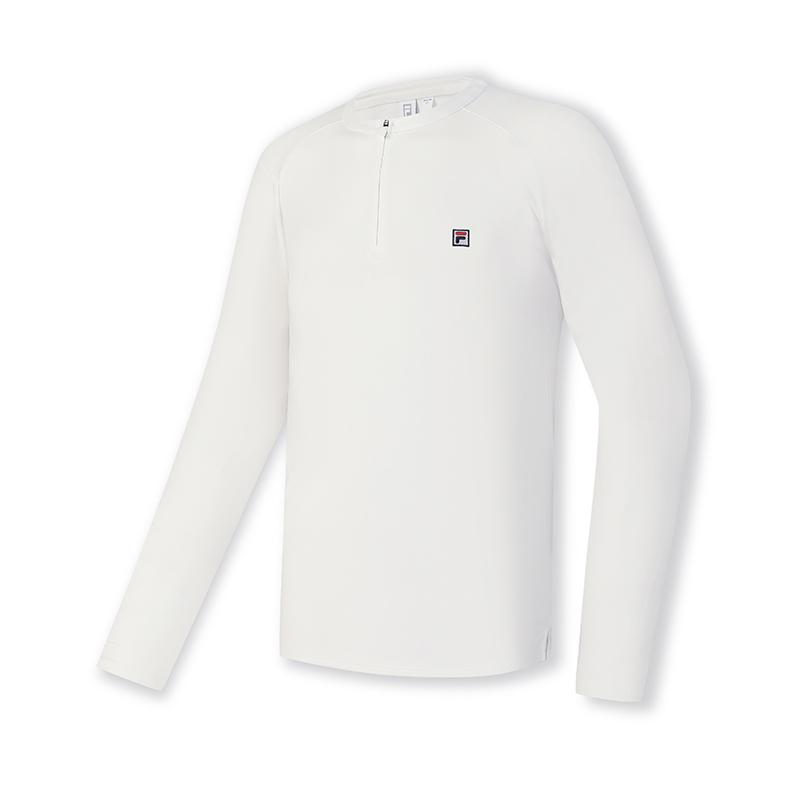 Fila Versatile Comfortable Half-Zip Long Sleeve T-Shirt Men Tops Starlight-White A11M513217FWT