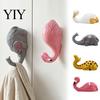 Cute Home Decor Hooks Animal Wall Hook, Flamingos/Giraffes/Swans/Elephants Shape Hanger, Self Adhesive Kids Room Resin Decorative Hook for Coats Hats