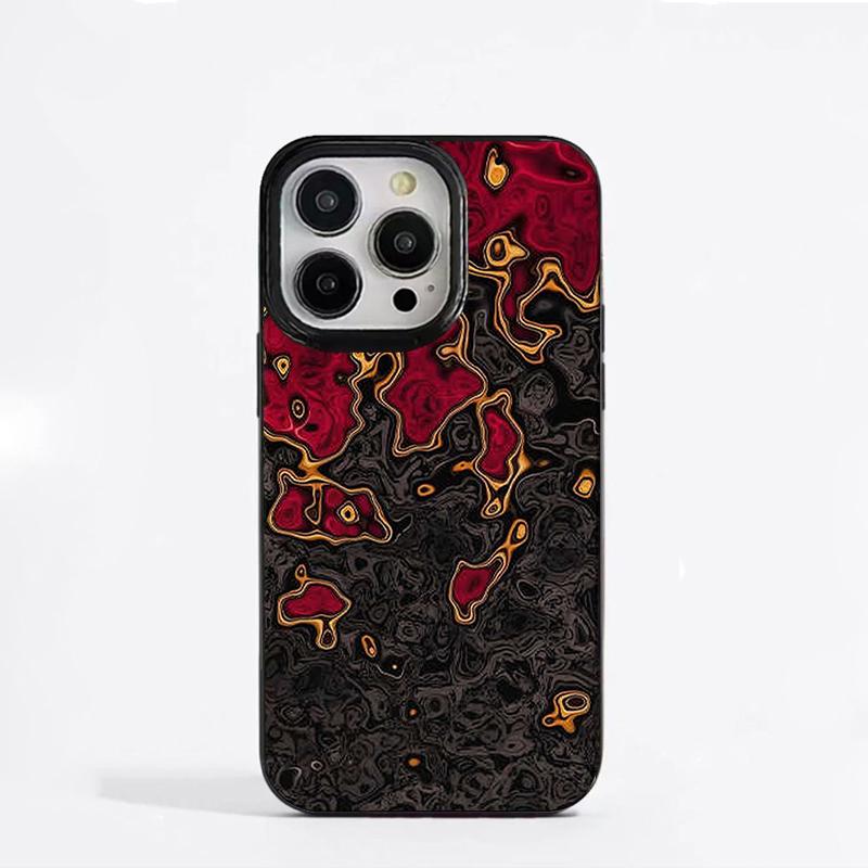 

Retro Style Red Black Gold Fluid Illustration Phone Case for iPhone 17 16 15 14 13 12 11 Series Pro Max Plus iphone 12 Pro