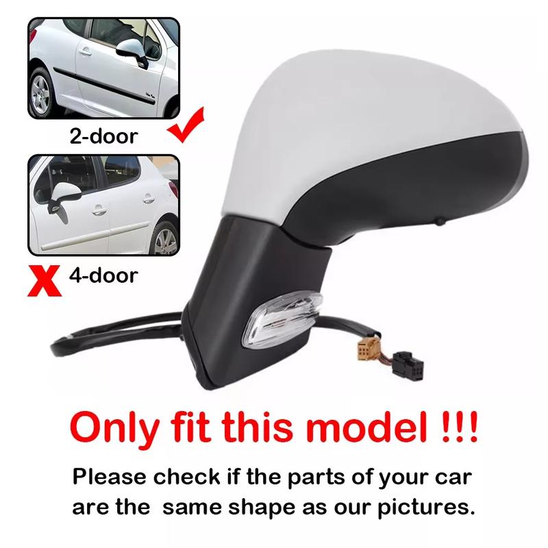For Peugeot 207 308 2006-2012 Car Horn Rearview Side Mirror Cover Wing Cap Exterior Door Housing Shell ABS Trim Sticker