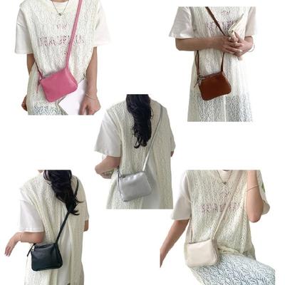 Casual PU Leather Crossbody Bag for Women Girls Phone Bag Small Shoulder Purse