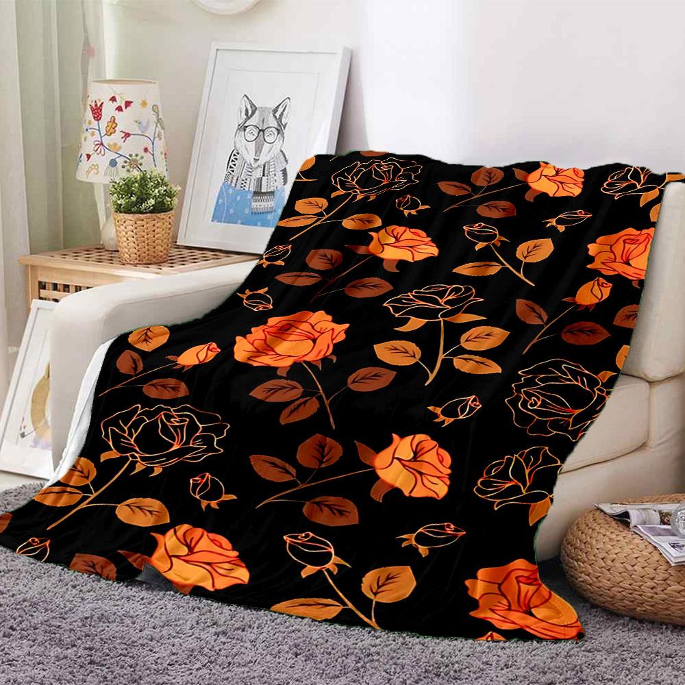 1pc Floral Pattern Lightweight Flannel Blanket, Comfortable and Warm Blanket, for Office and Camping Sofa Bed, Livingroom100
