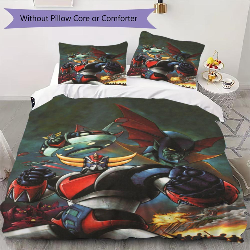 Grendizer Goldorak Pattern Bedding uilt Set uilt Cover Pillowcase Home Decoration Birthday Gift (1 * duvet cover + 2 * pillowcase without core)30