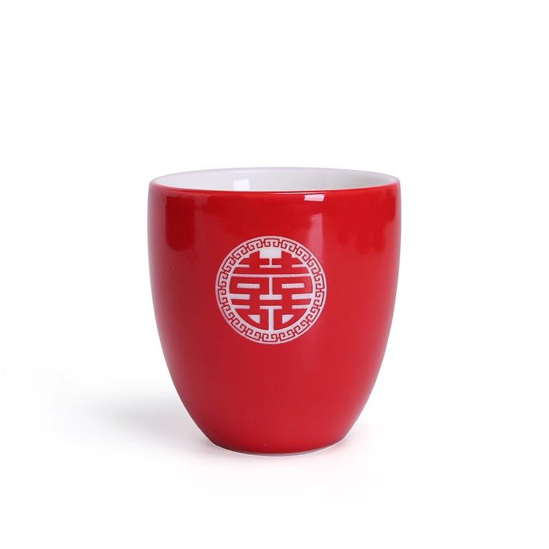 New Chinese Wedding Tea Set Red Ceramic Gifts for Couple Traditional Marriage Ceremony Tea Cups Bridegroom Bride Accessories
