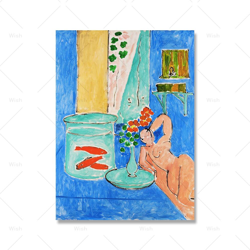 

Анри Матисс Голубое окно Постер Золотые рыбки и скульптура Постеры и принты Настенное искусство Холст Живопись Для гостиной Картины 21x30cm No Framed