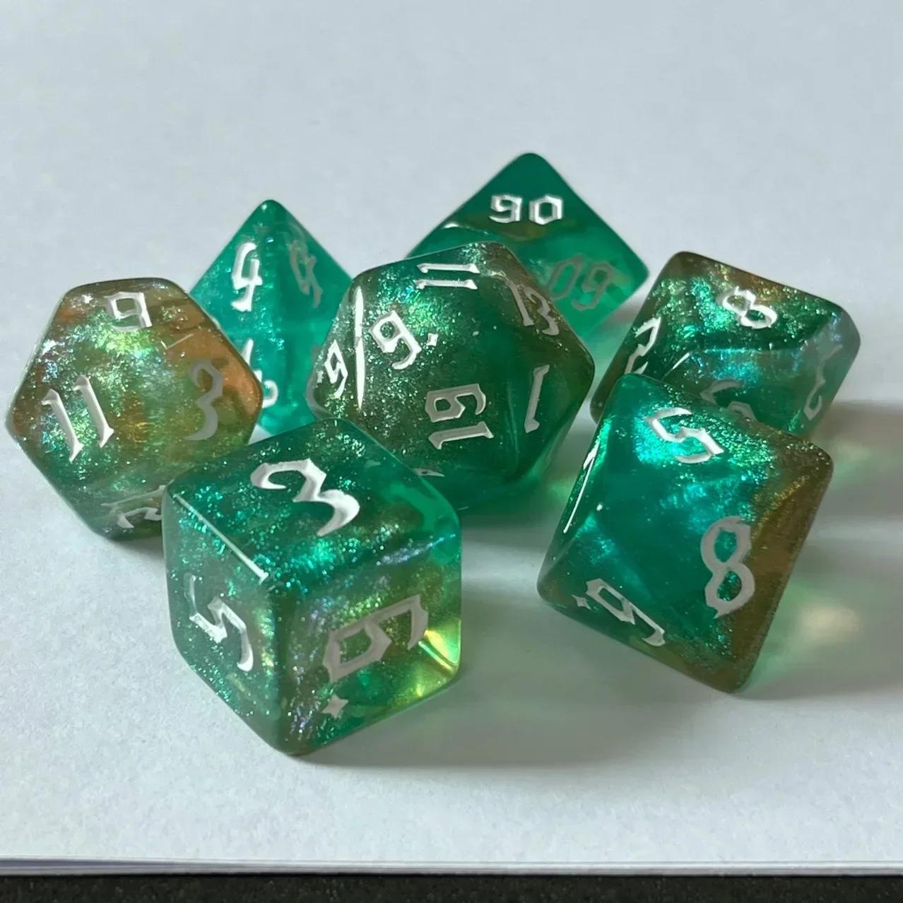 

7 Pcs of New Double Colors Dice Polyhedral Gold Font Digital Dices Kit for TRPG RPG D20 D12 D10 D8 D6 D4 Table Game Kids Toy