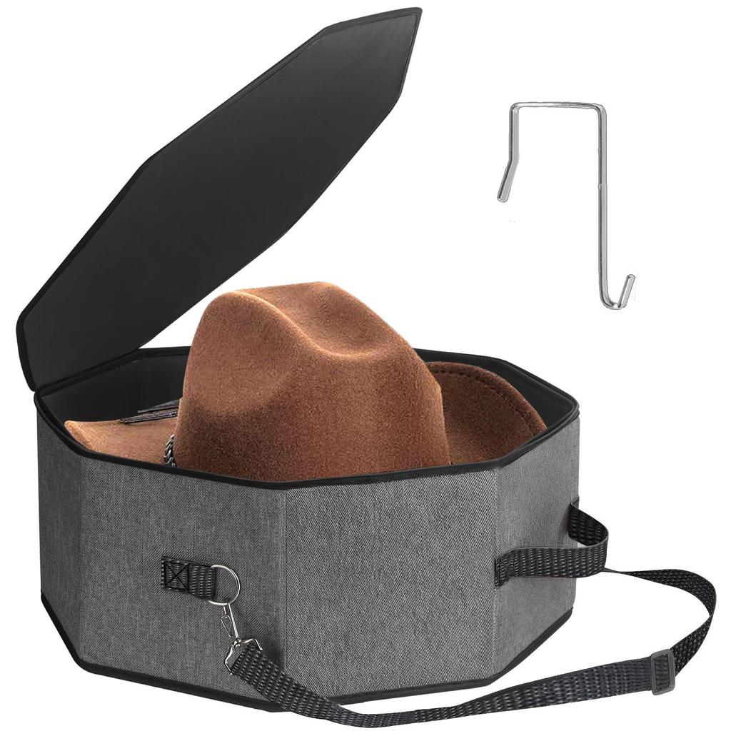 Foldable Dustproof Denim Hat Box for Travel - Large Capacity Storage