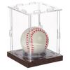 1set Rectangle Transparent Acrylic Baseball Display Cases with Pine Wood Base Clear 9x9x11.7cm