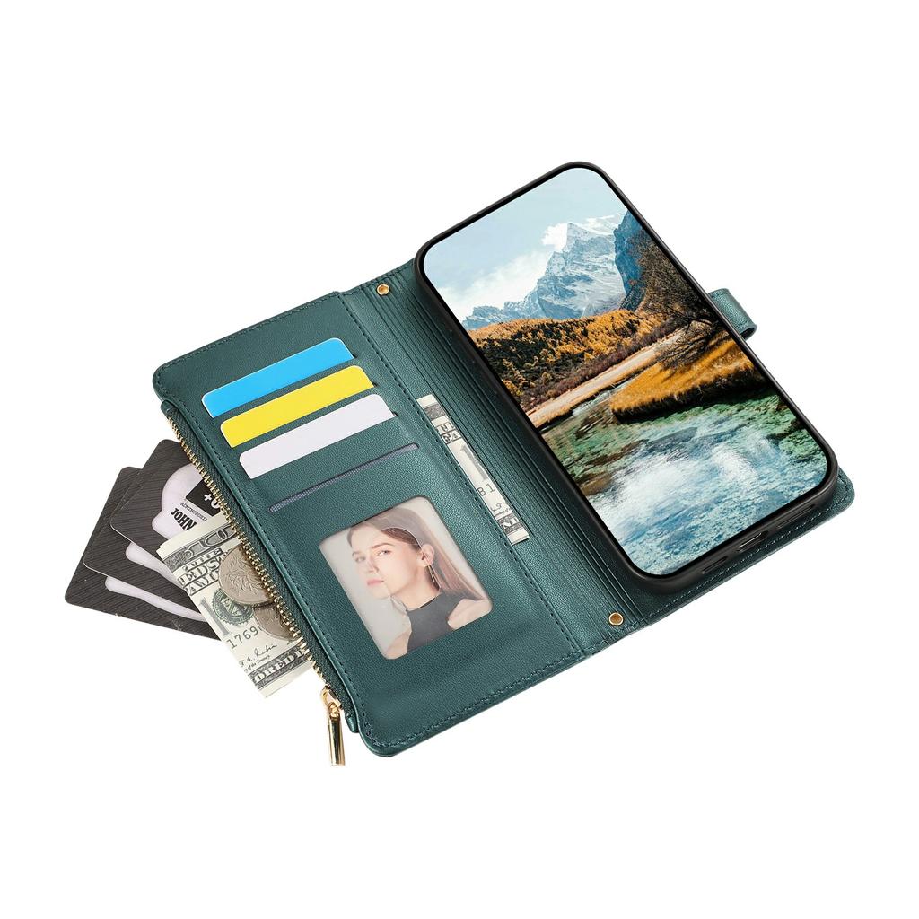 For Honor 400 Pro 5G (Global) Case Multi Card Slots Zipper Rhombus Leather Phone Cover with Wrist Strap