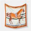 Twill Silk Scarf Woman Horse Painting Square Scarves Wraps Bandana Small Hijab Silk Foulards Tie Headband Neckerchief 53CM