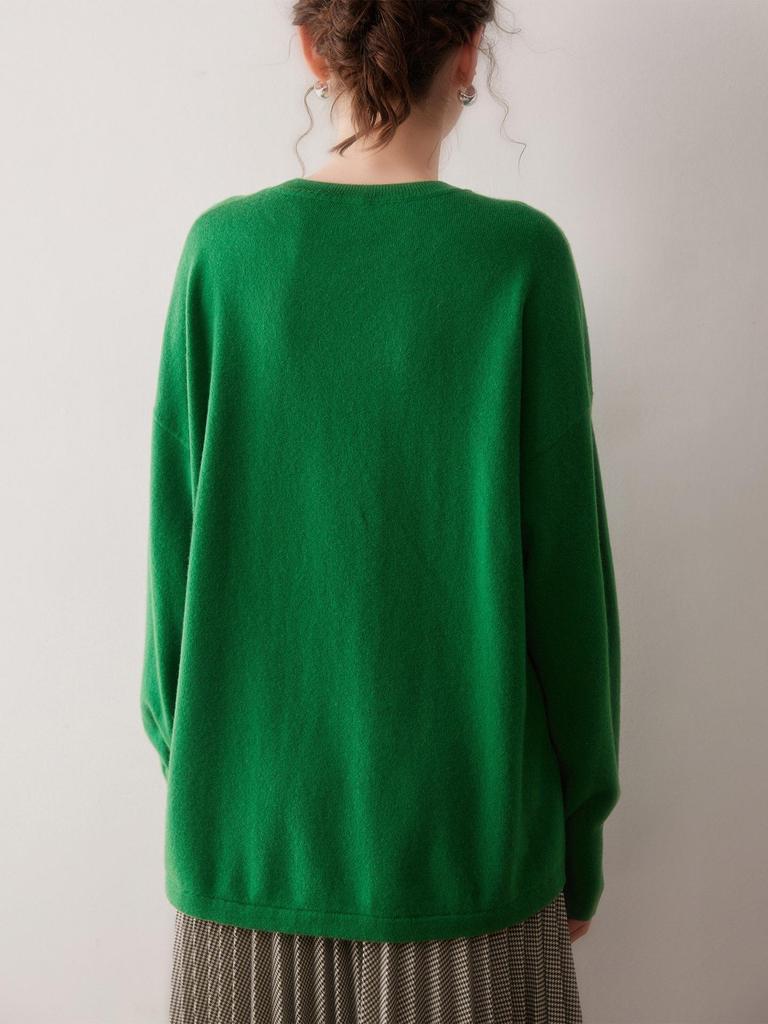 Women's 100% Cashmere Loose Fit Sweater - Round Neck, Drop Shoulder, Pullover Knitwear for Autumn/Winter