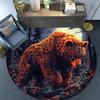 Golden Bear Round Area Rug,Carpet Rug for Living Room Bedroom Sofa Playroom Decor,Non-slip Floor Mat