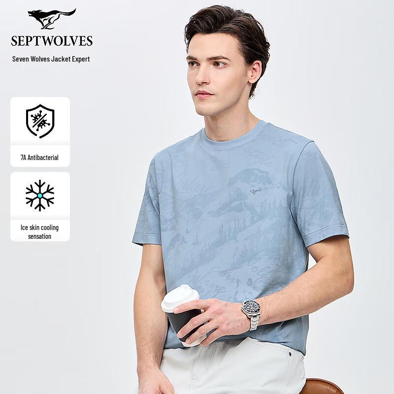 Septwolves Men s Cooling Antibacterial Round Neck Graphic Tee XL