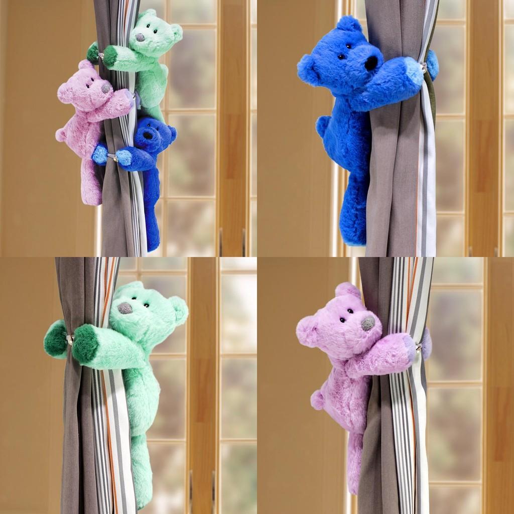 Dopamine Curtain Bear Tiebacks With Plush Fabric For Kids Room Window Decoration