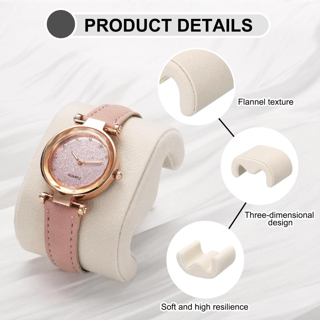 uxcell 4-Pack Watch Case Pillows, M-Shaped, Velvet, Watch Display Cushions, Bracelet Display & Storage, Black & Beige