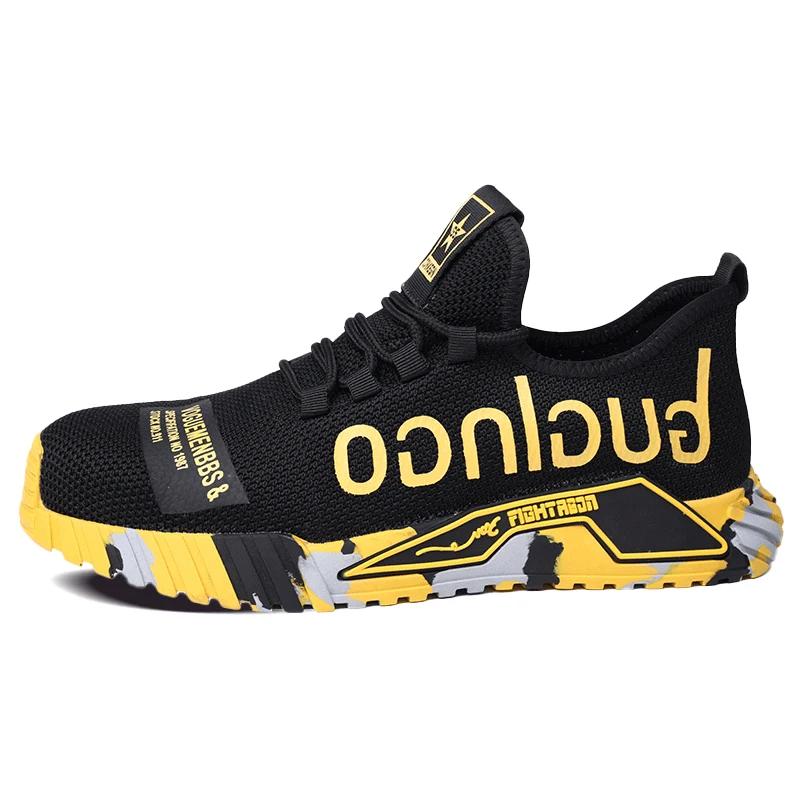 

Men Safety Sneakers Steel Toe Puncture Proof Work Rotating Button Shoes Indestructible Puncture Proof Protective Anti Shock Boots Steel Toe 40
