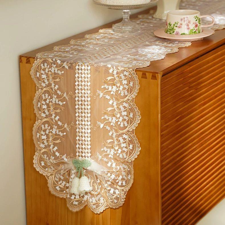 

Кружевной флаг для стола, скатерть, длинный журнальный столик, декоративная обстановка, сундук, тумба под телевизор, чехол для комода 30*120cm шампанского