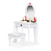Wooden girl's dressing table, mirror, accessories, white, elegant, neutral