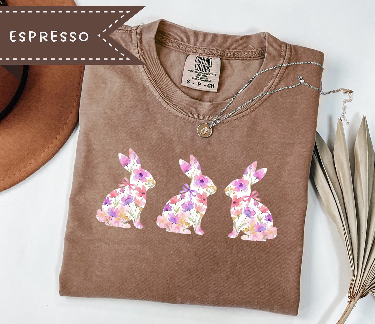 Watercolor Bunny Easter Comfort Colors Shirt, Church Shirt Women, Coquette Bow Easter Bunny S
