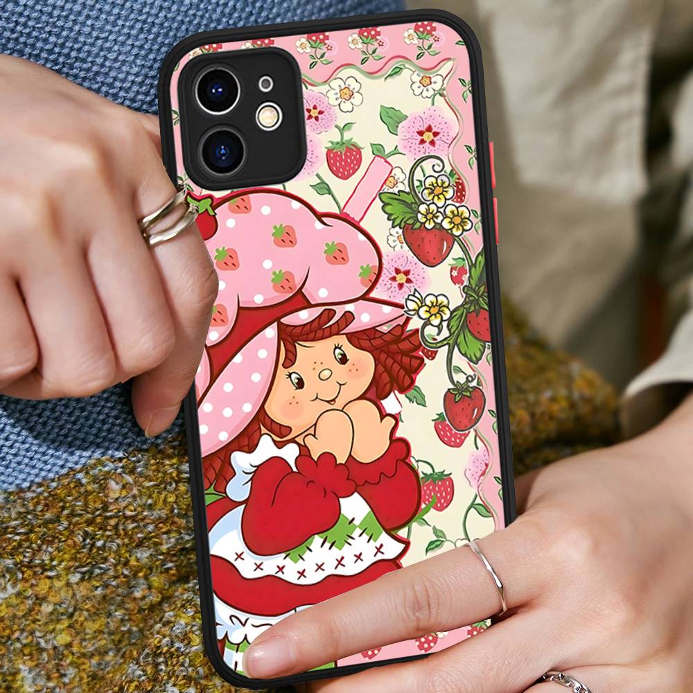 S-Erdbeerkuchen-Mädchen Für IPhone 16 Pro Max 15 14 13 12 11 XS MAX X Plus Bonbonfarbe Mattes TPU Handyhülle