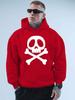 Cool Kids Hip Hop Sports Hooded Sweatshirt, Front Skull Bone Graphic, Loose Drawstring Pullover For Boys Street Wear