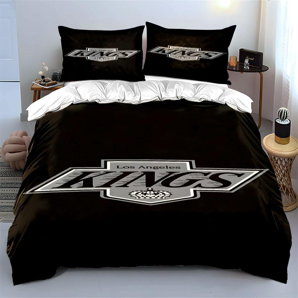 Los Angeles Kings Logo Design Print Bedding Set Duvet Cover Pillowcases (1* Duvet Cover 2* Pillowcases Do Not Include Comforter)