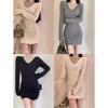 2026 Spring/Autumn Women's Slim-Fit Knit Dress - Hip-Hugging Inner Layer Sweater with Short Skirt Design