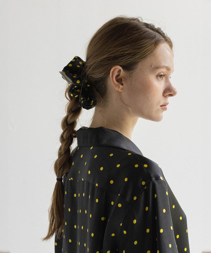 2Dreamers Lemon Dot Silk Scrunchie