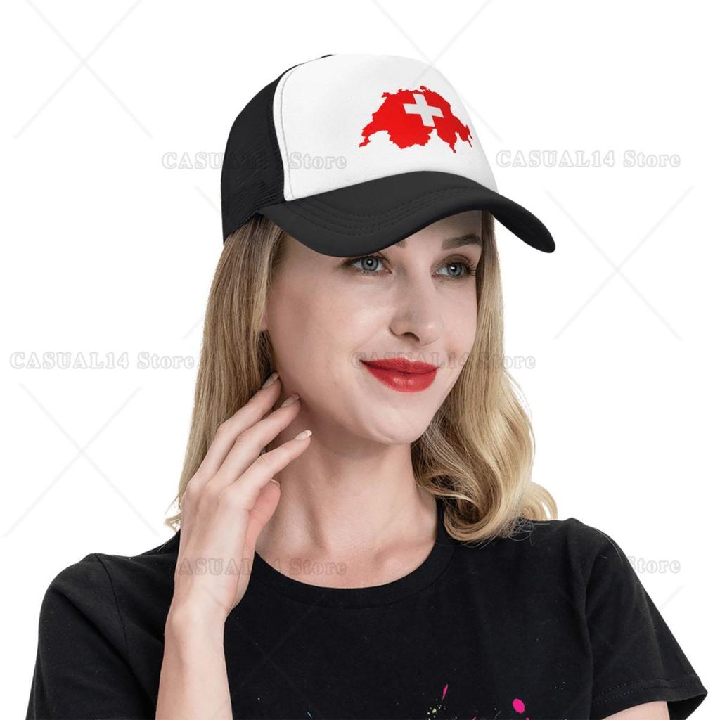 Mode Schweizkarta Schweiz Flagga Truckerhatt Unisex Kvinnor Personlig Justerbar Unisex Keps Sommarhattar