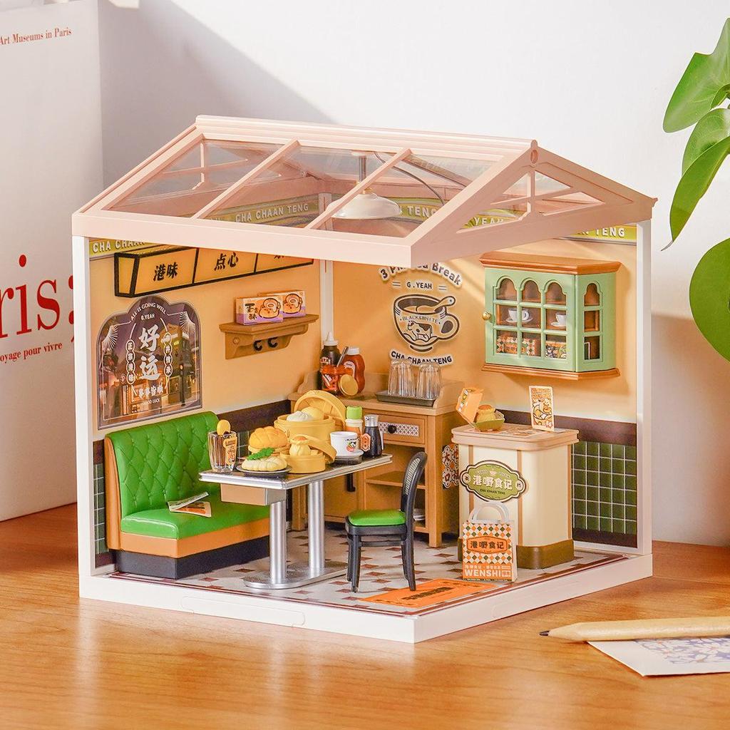 ROBOTIME Rolife 3D Puzzle Super Creator Hong Kong Bites Cafe DIY Miniature House (DW021) | 1:24 Scale