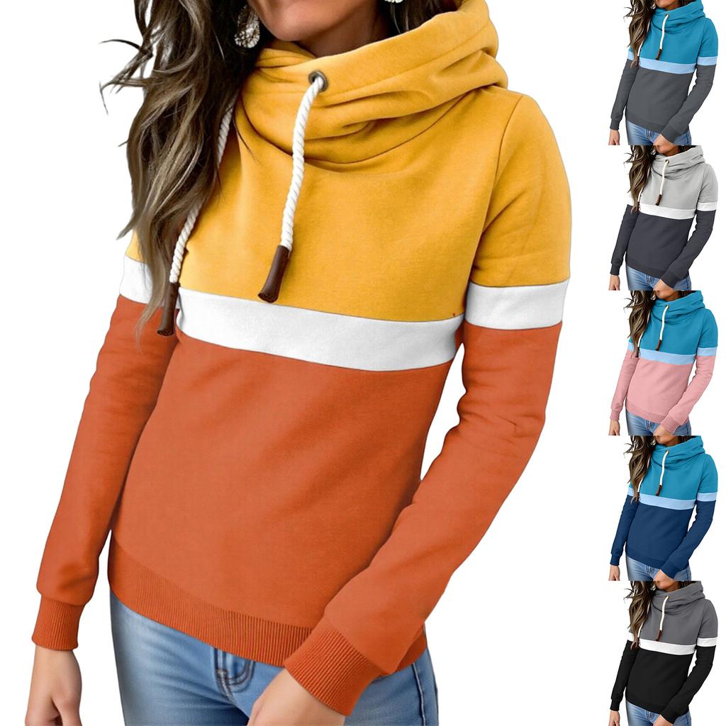 Fashionable Casual Loose Fit Pullover Hoodie with Color Block Design for Everyday Wear