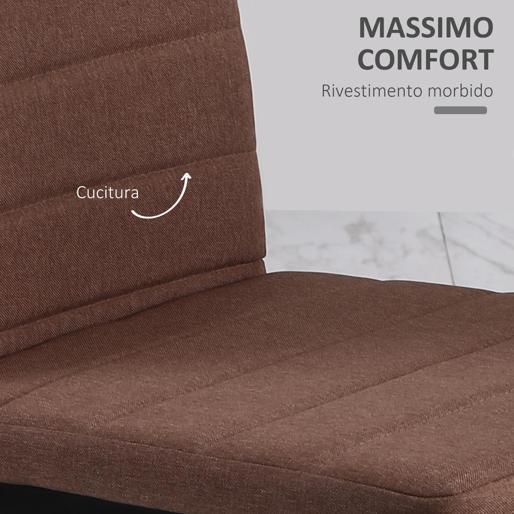 Set of 4 Padded Chairs for Living Room or Dining Room, Modern Kitchen Chairs, in Metal and Khaki Fabric