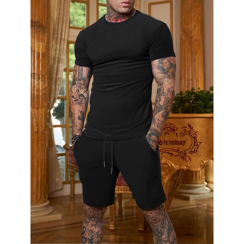 Everyday Casual Men's T-shirt Men's beach shorts Summer Men's short sleeve Shorts set street fashion men's short sleeve top