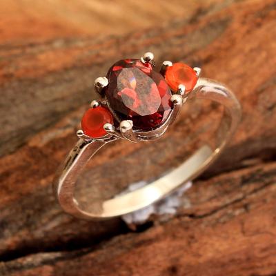 Anello con Pietra di Nascita Granato, Argento Sterling 925, Regalo per Lei, Gioielli da Donna, Anello Statement