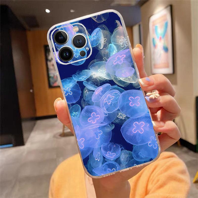 Sea Creatures Jellyfish Phone Case For Iphone 15 14 Pro Max 13 12 11 Pro Max XSMax XR 12 13 Mini 14 Plus