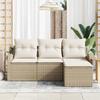 VidaXL Ensemble de Canapés de Jardin 4 Pièces avec Coussins Beige Rattan Synthétique 3345991