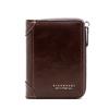 PU Leather Men's Short Vertical Style Chain Wallet with Multiple Card Slots, Multi-functional and Lightweight Money Holder