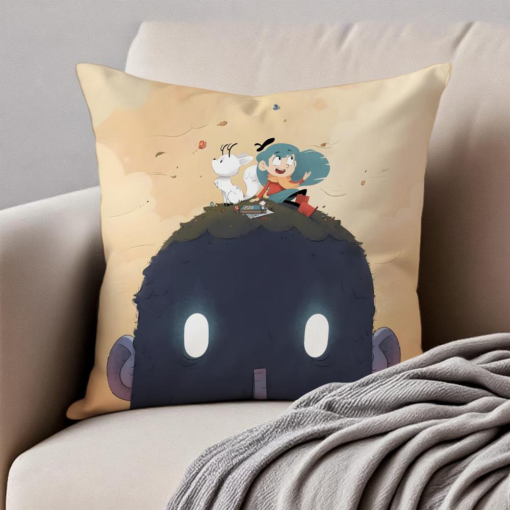 Warm Cute Cartoon H-Hilda Cushion Cover Pillowcase Anti-dustmite Invisible Zipper Short Plush Sofa Cushion