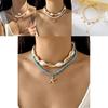 Bohemian Starfish Shell Bead Necklace With Layered Chain For Women