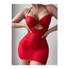 Red Transparent And Heart Detailed Sexy Mini Dress, Attractive And Stylish Women's Fantasy Nightgown Design