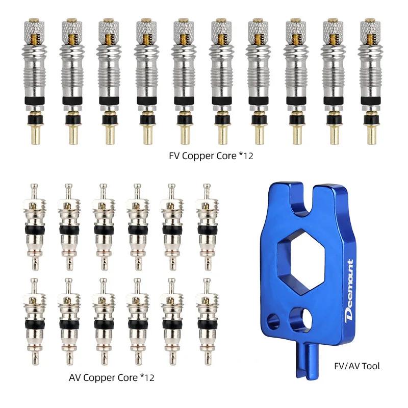 Brass Presta Valve Core Set W/ Aluminum Remover N Rubber O-ring Optional MTB Road Bike Tubeless Tire Replacements Parts